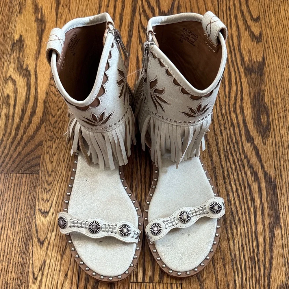Free People ASH SUMMER WESTERN COWGIRL TASSEL BOOT Sandals SZ 36